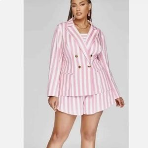 NWT Gardnerstyle FTF pink striped double breasted blazer XL